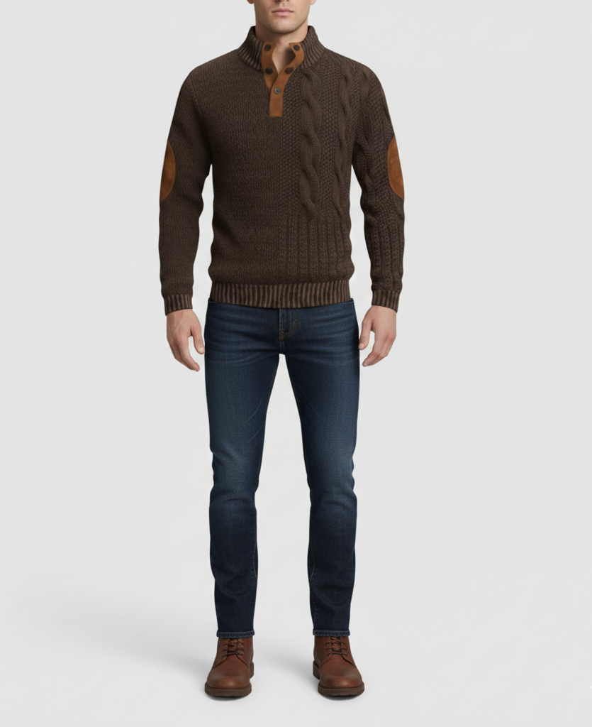 VogeLuxe Uomo Maglione Lana Collo Alto