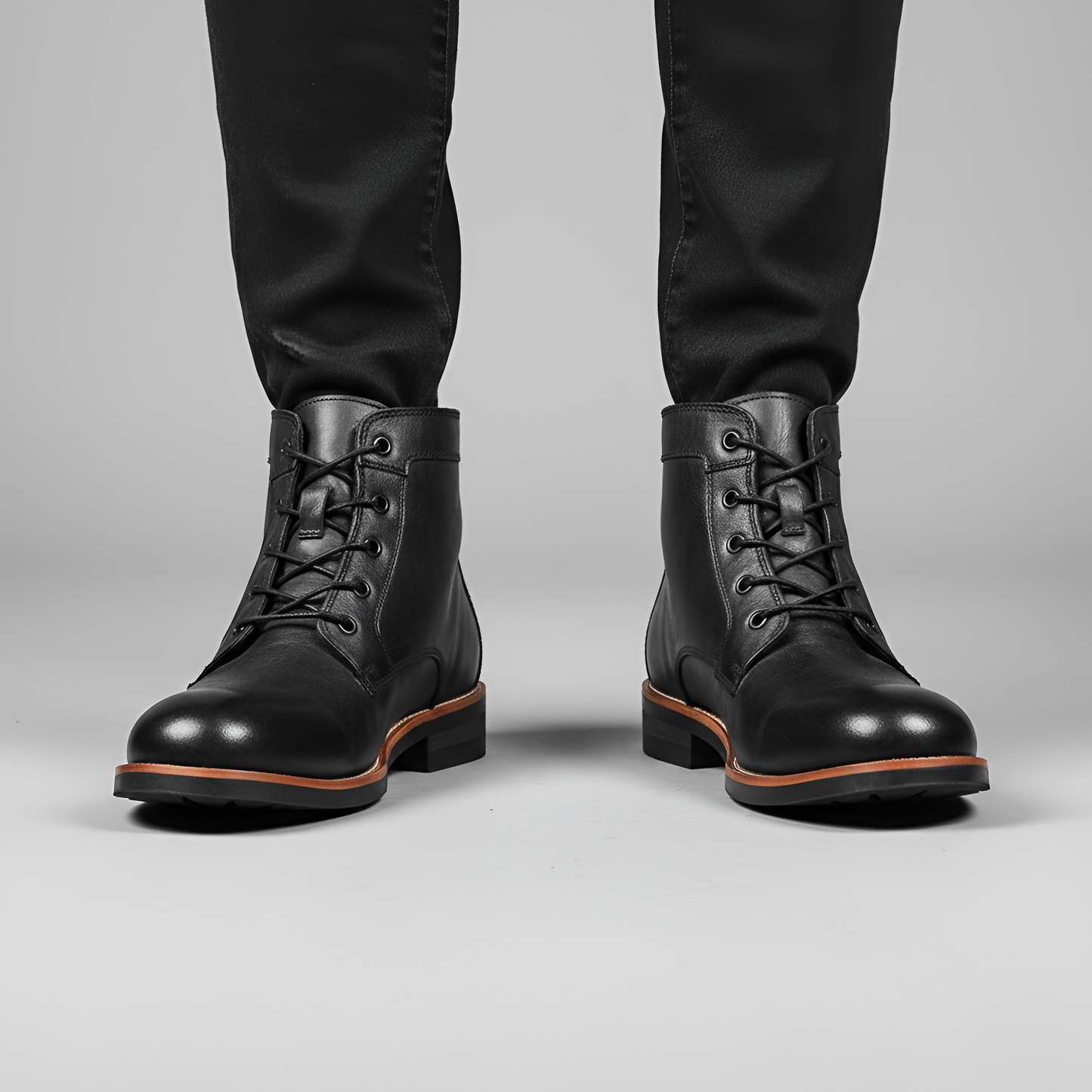 Men's Leather Lace Up Boots Elegant Casual Style