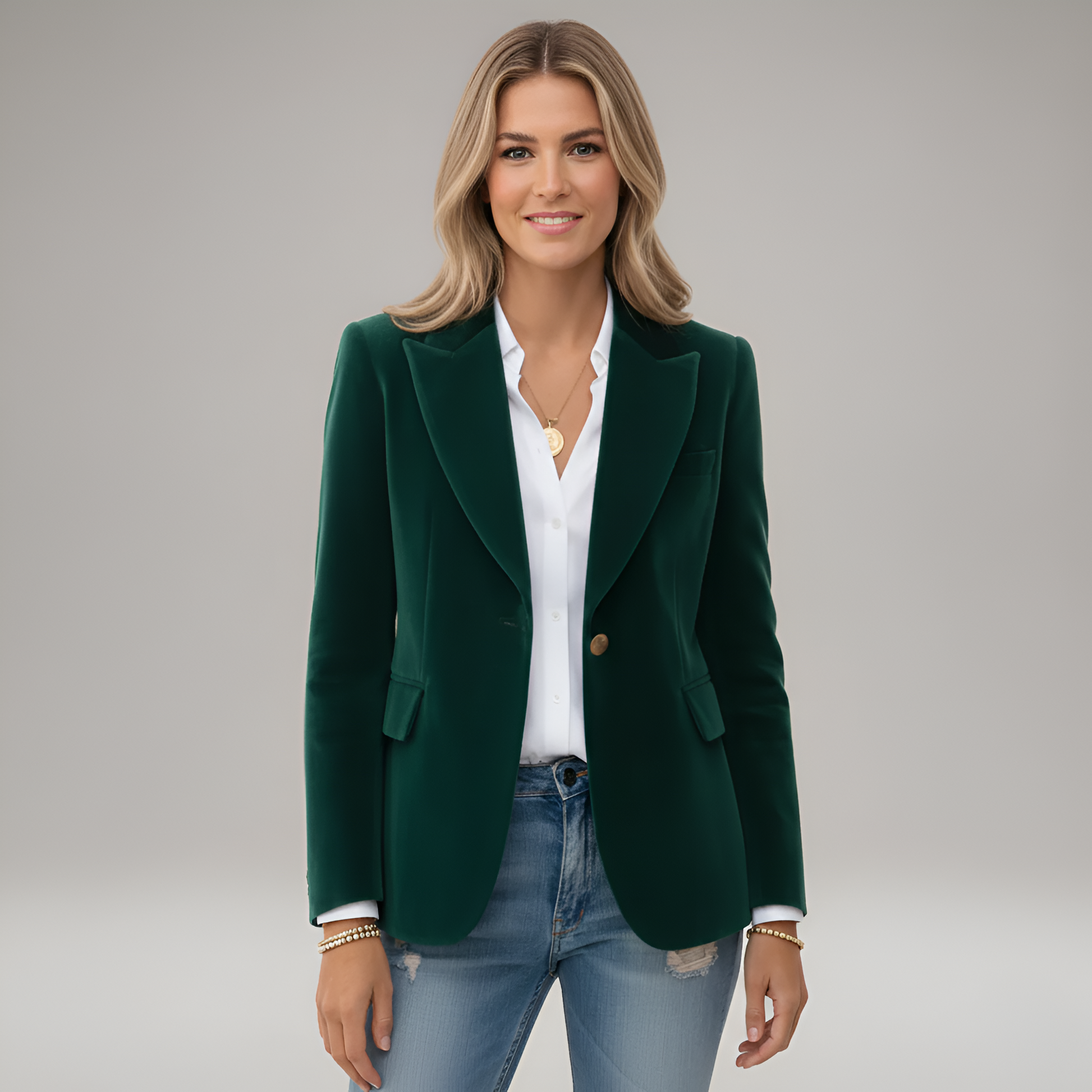 Elegant Velvet One Button Women's Blazer - VogeLuxe