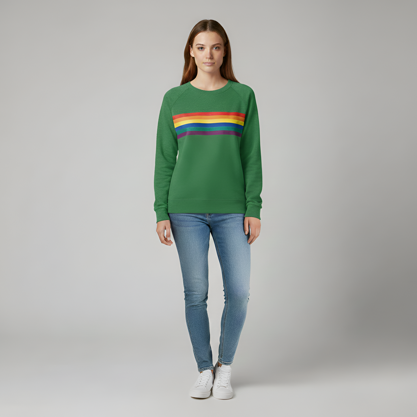 Donna Cotton Crew Neck Stripe Sweater - VogeLuxe