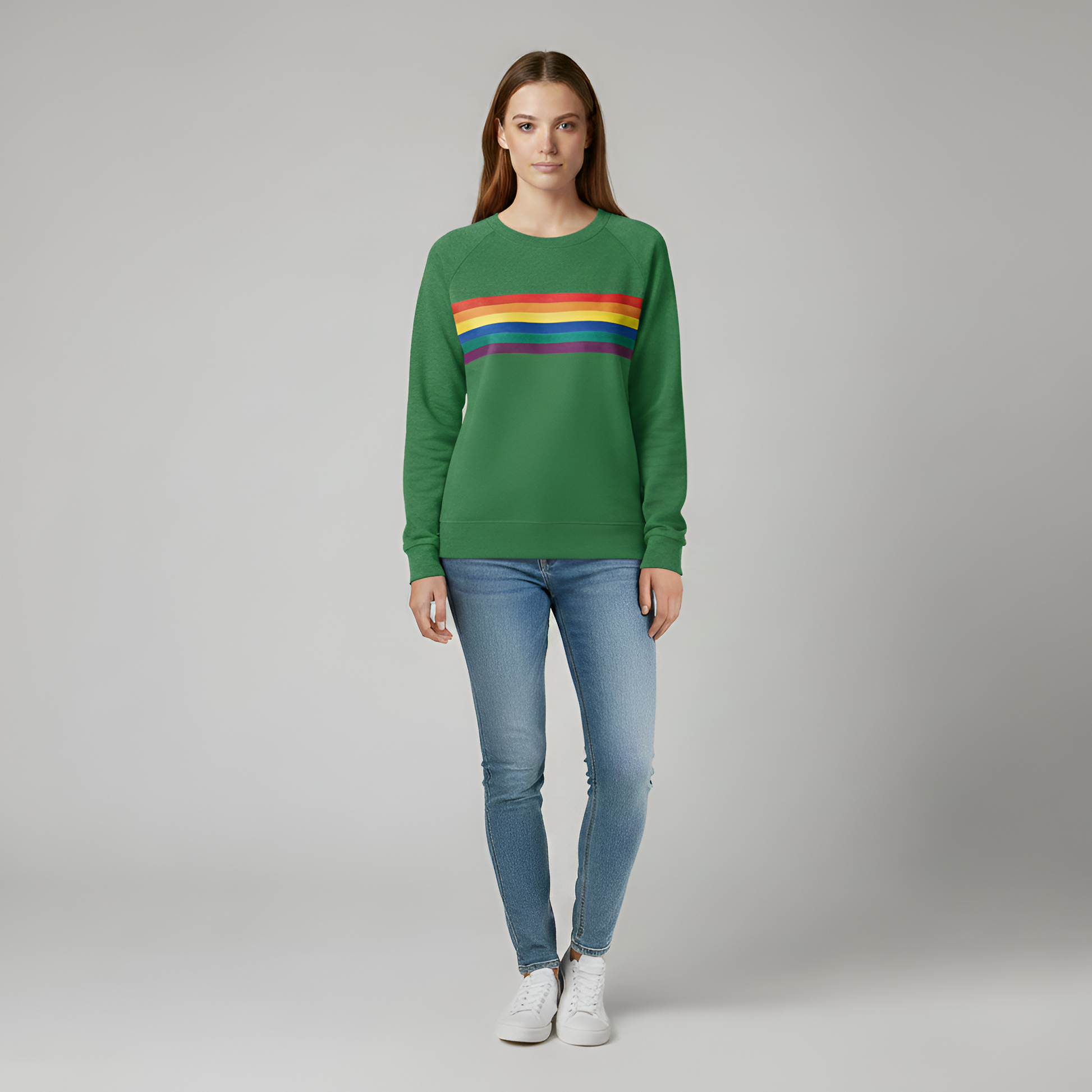 Donna Cotton Crew Neck Stripe Sweater - VogeLuxe