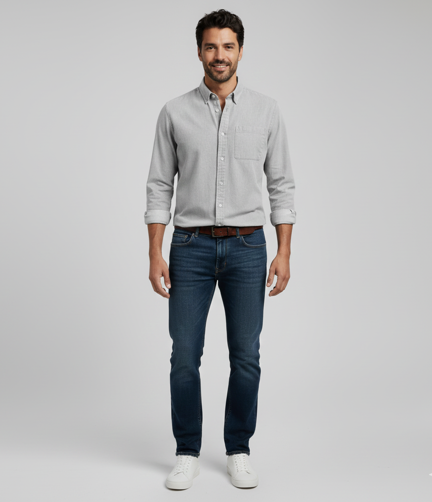 Uomo Cotton Casual Long Sleeve Shirt