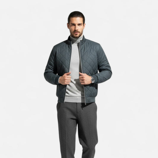 Warm Quilted Mens Jacket Fleece Lined Coat - VogeLuxe