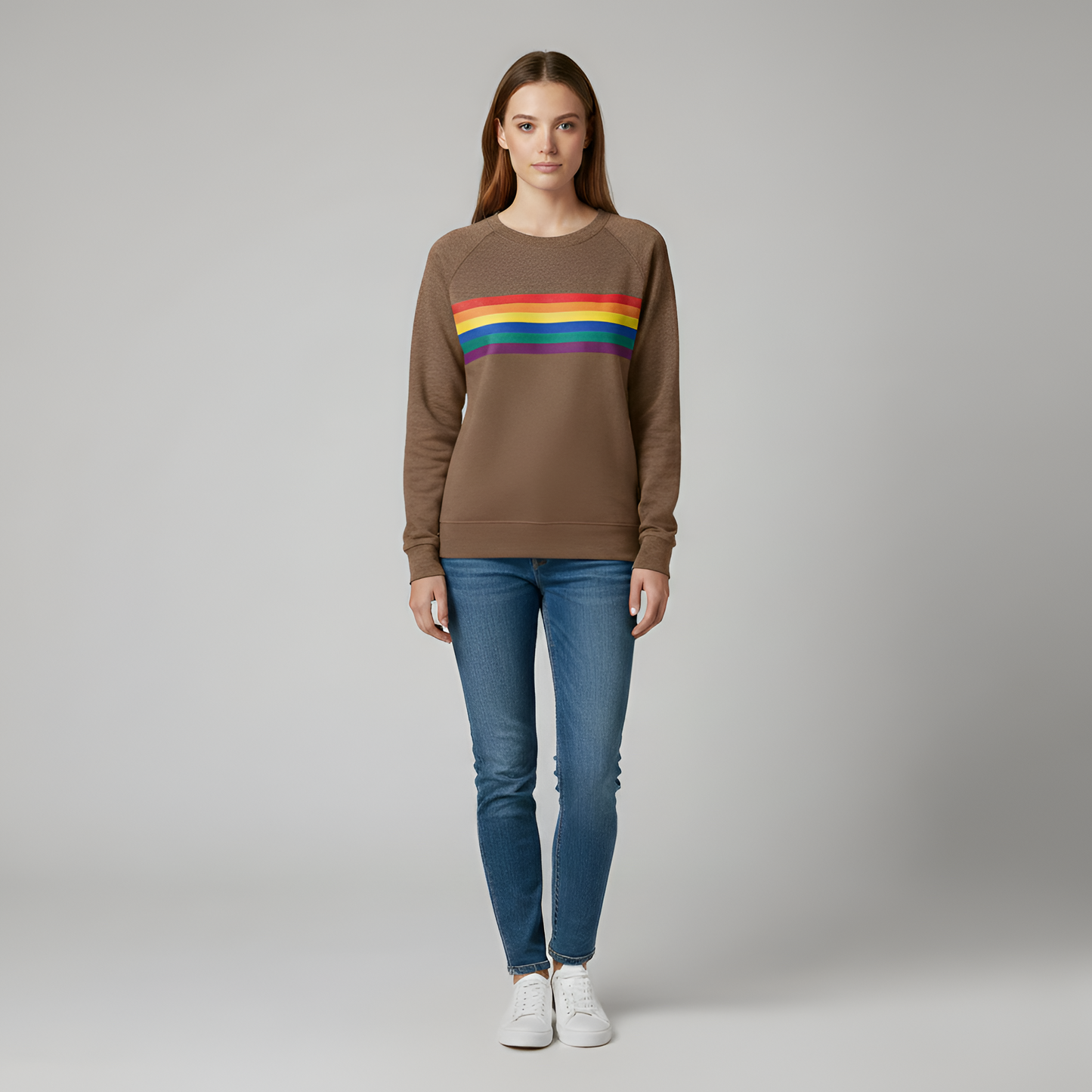 Donna Cotton Crew Neck Stripe Sweater