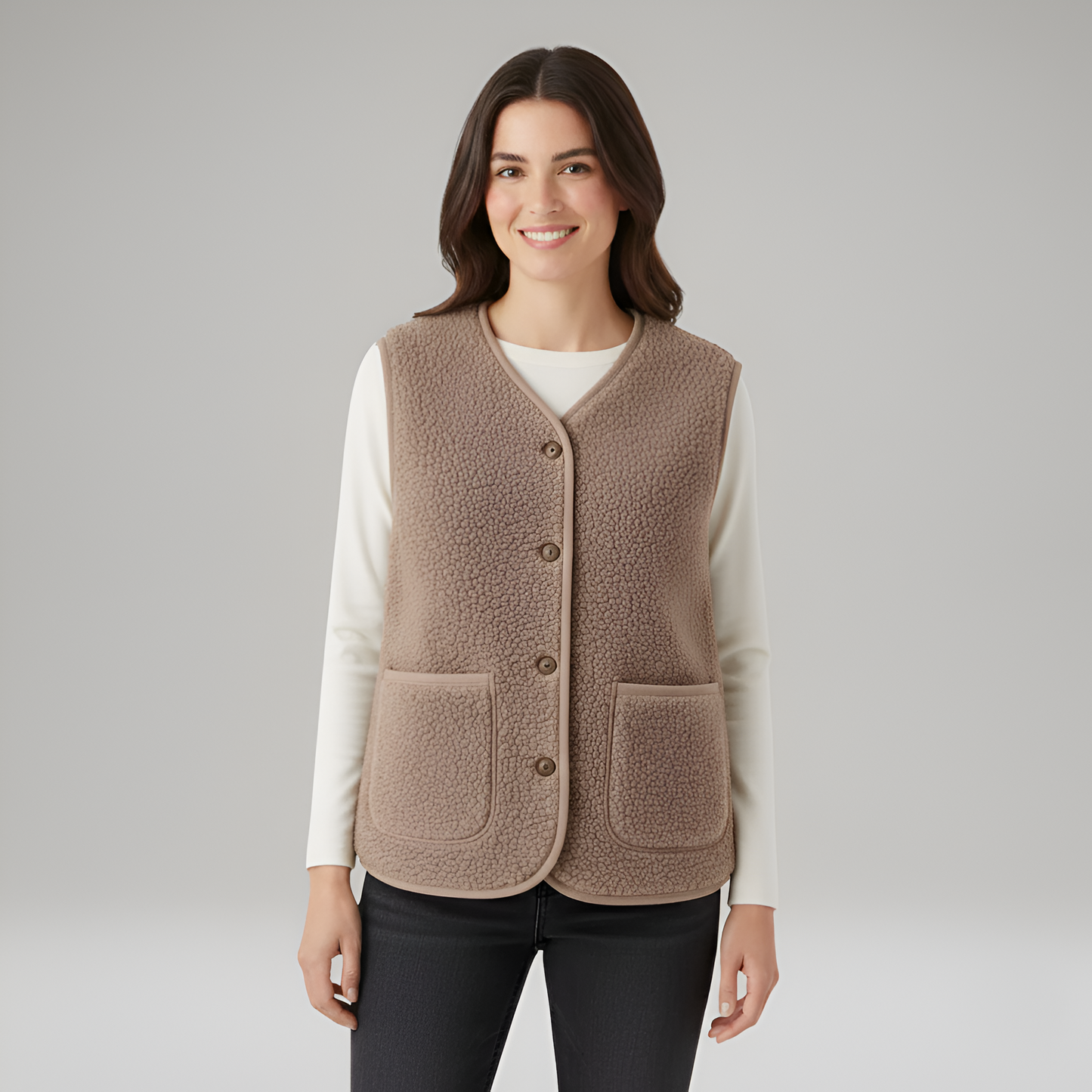 Soft Women's Padded Gilet with Buttons - VogeLuxe