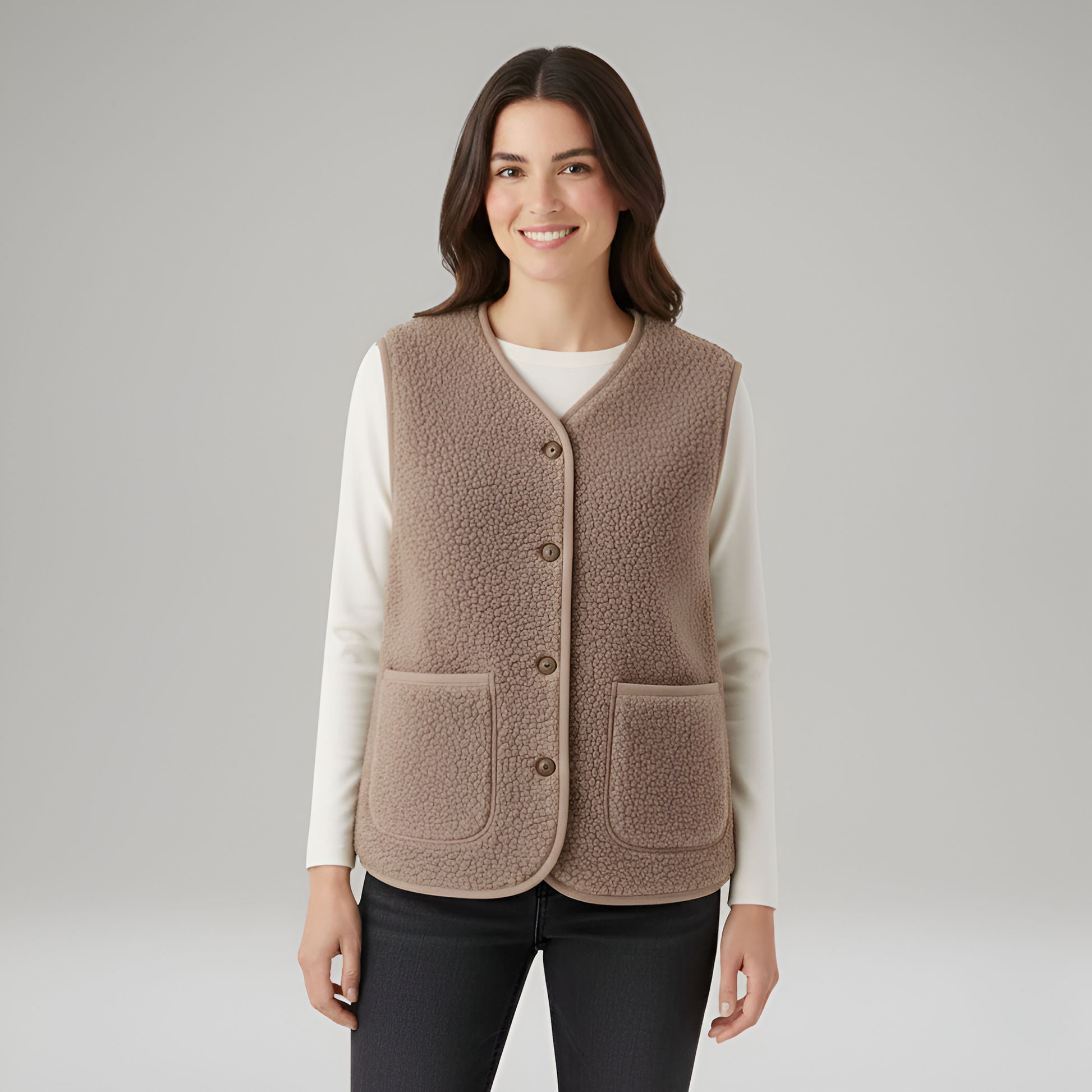 Soft Women's Padded Gilet with Buttons - VogeLuxe