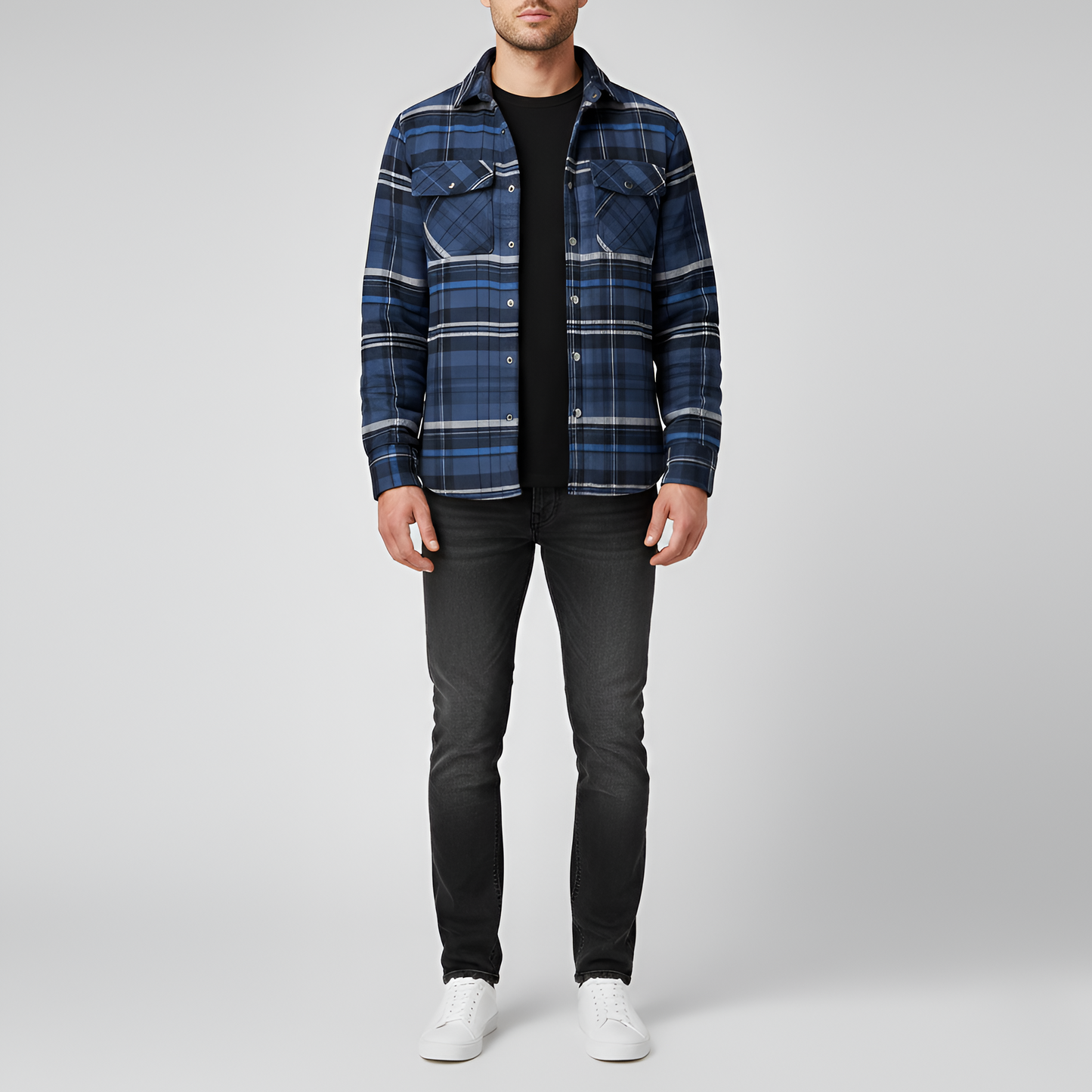 Warm Padded Cotton Men's Jacket with Quilted Lining - VogeLuxe