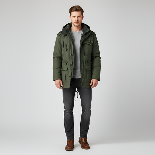 Warm Waterproof Men's Winter Parka Jacket with Hood - VogeLuxe