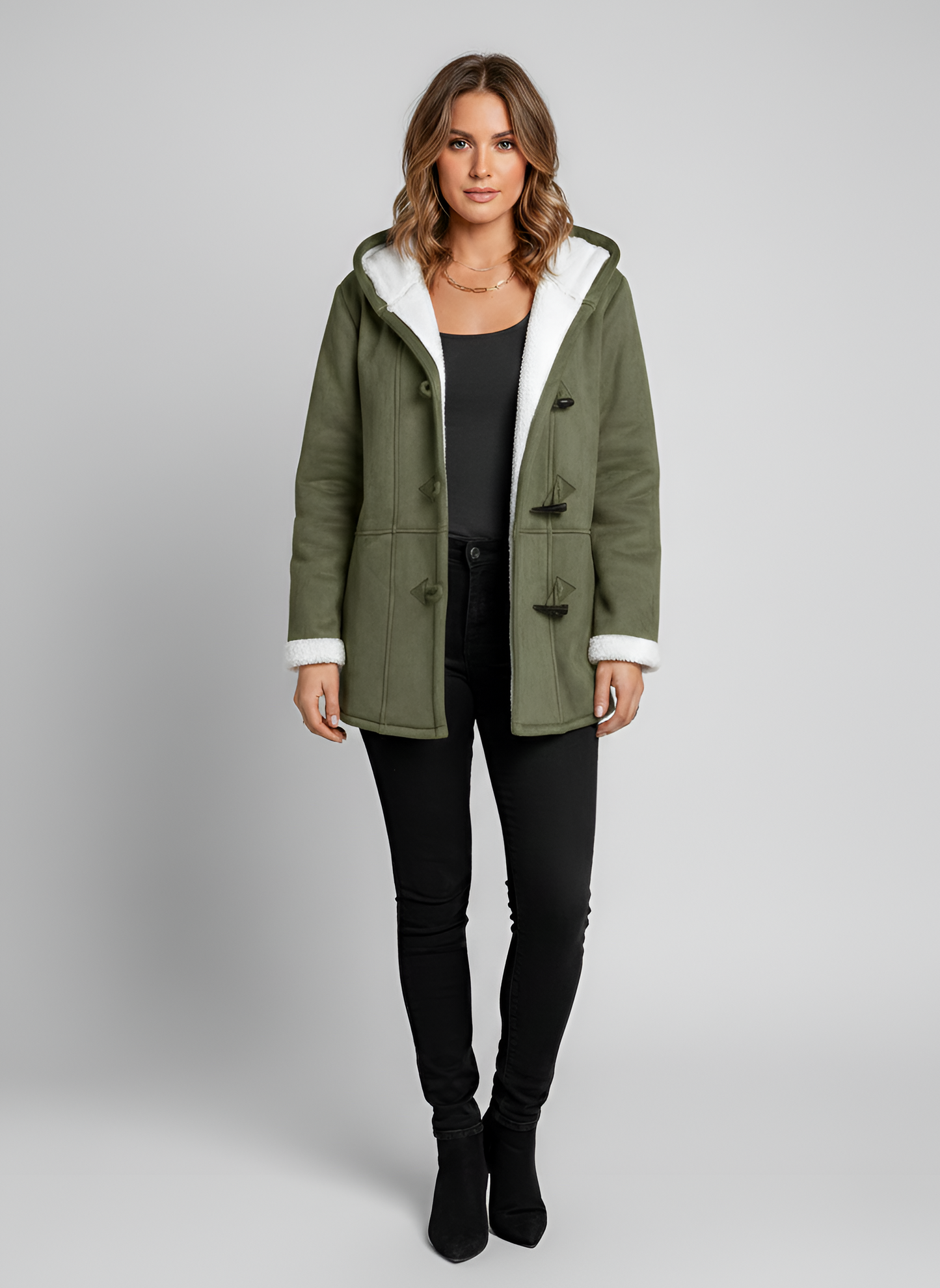 Luxe Women's Parka Coat with Hood in Faux Shearling Lining