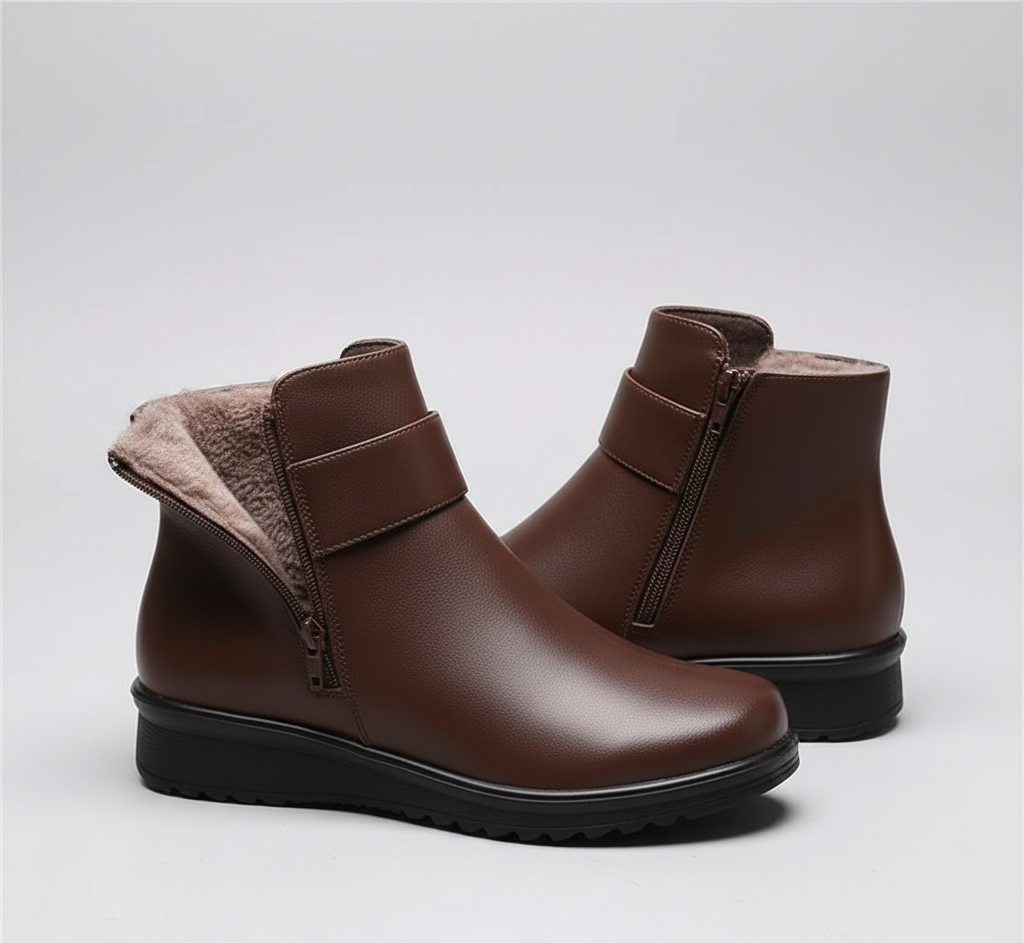 Women's Leather Waterproof Winter Boots - VogeLuxe
