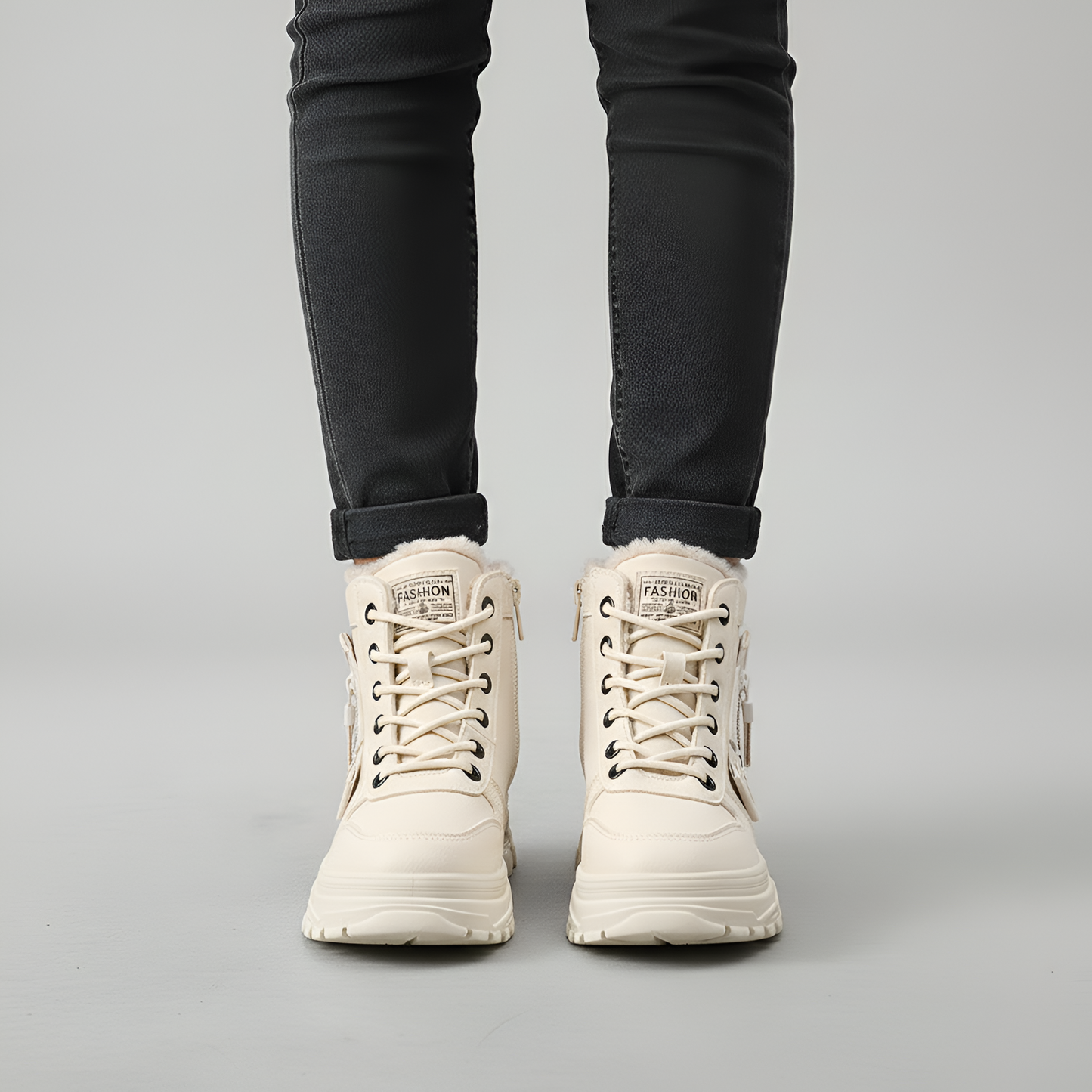 Alte Sneakers Impermeabili con Suola Gomma e Lacci - VogeLuxe