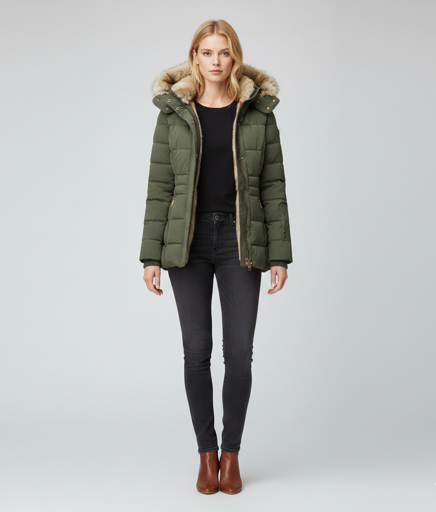Donna Parka Invernale Imbottita con Cappuccio