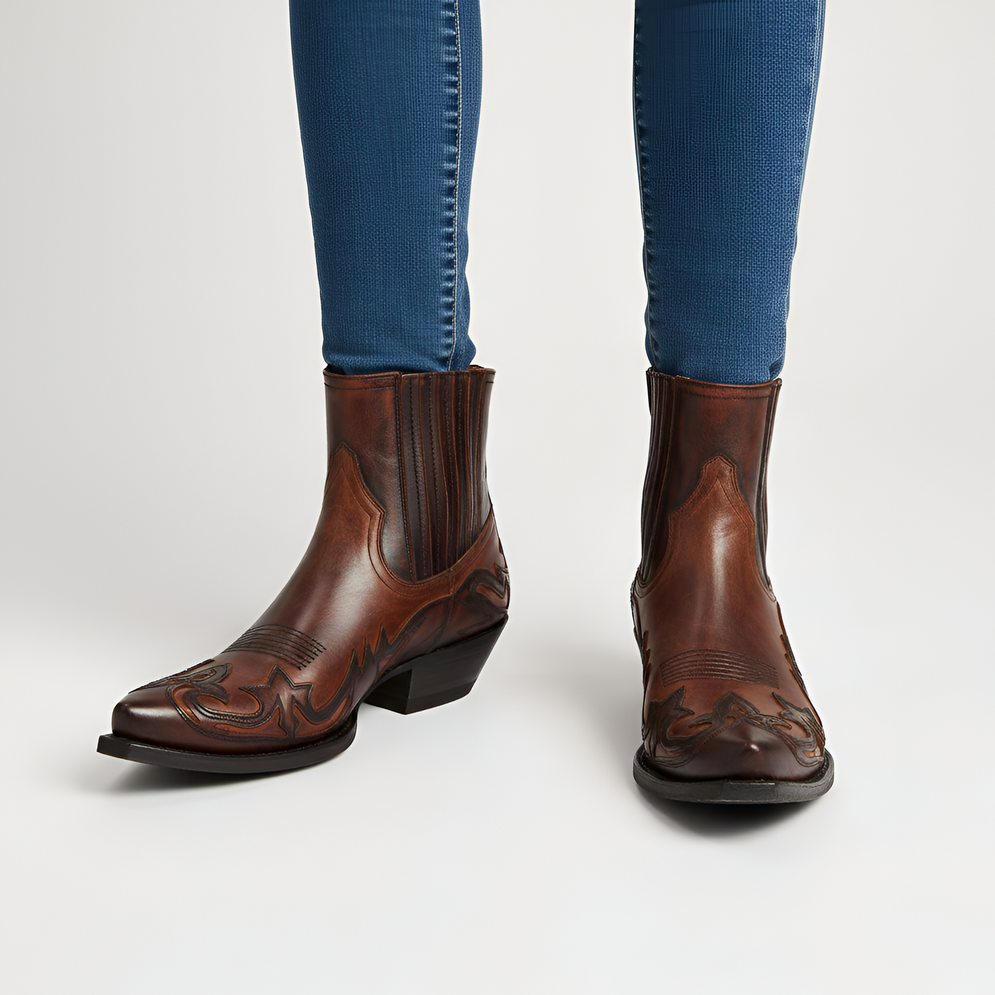 Authentic Leather Cowboy Boot Ankle Boots