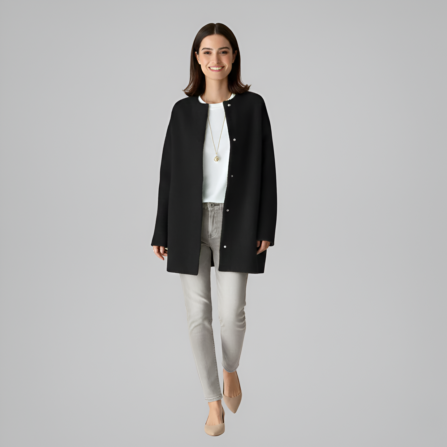 Women's Long Wool Blend Button Cardigan