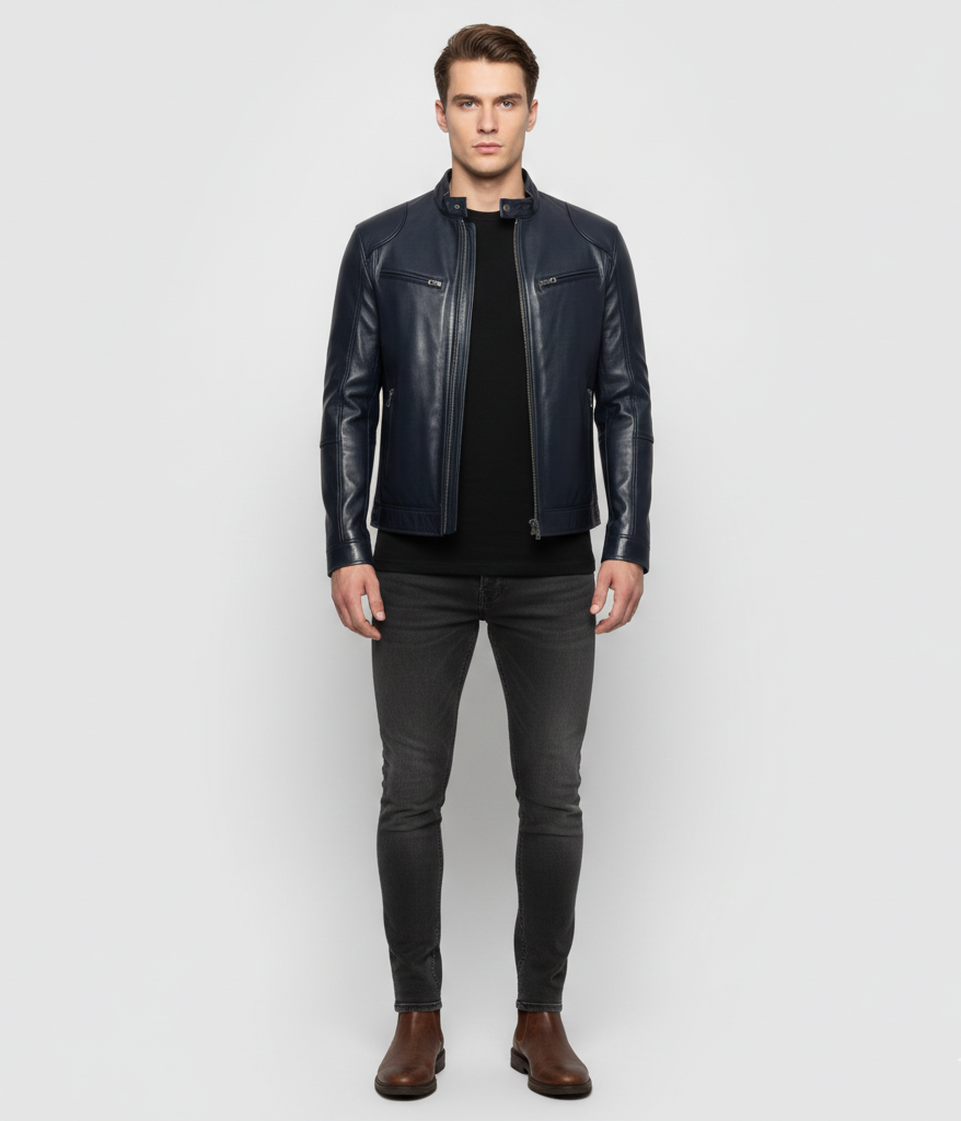 Pelle Uomo Giacca Moto Stile Biker - VogeLuxe