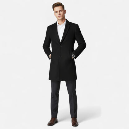 VogeLuxe | Men’s Tailored Single Breasted Overcoat with Quilted Lining