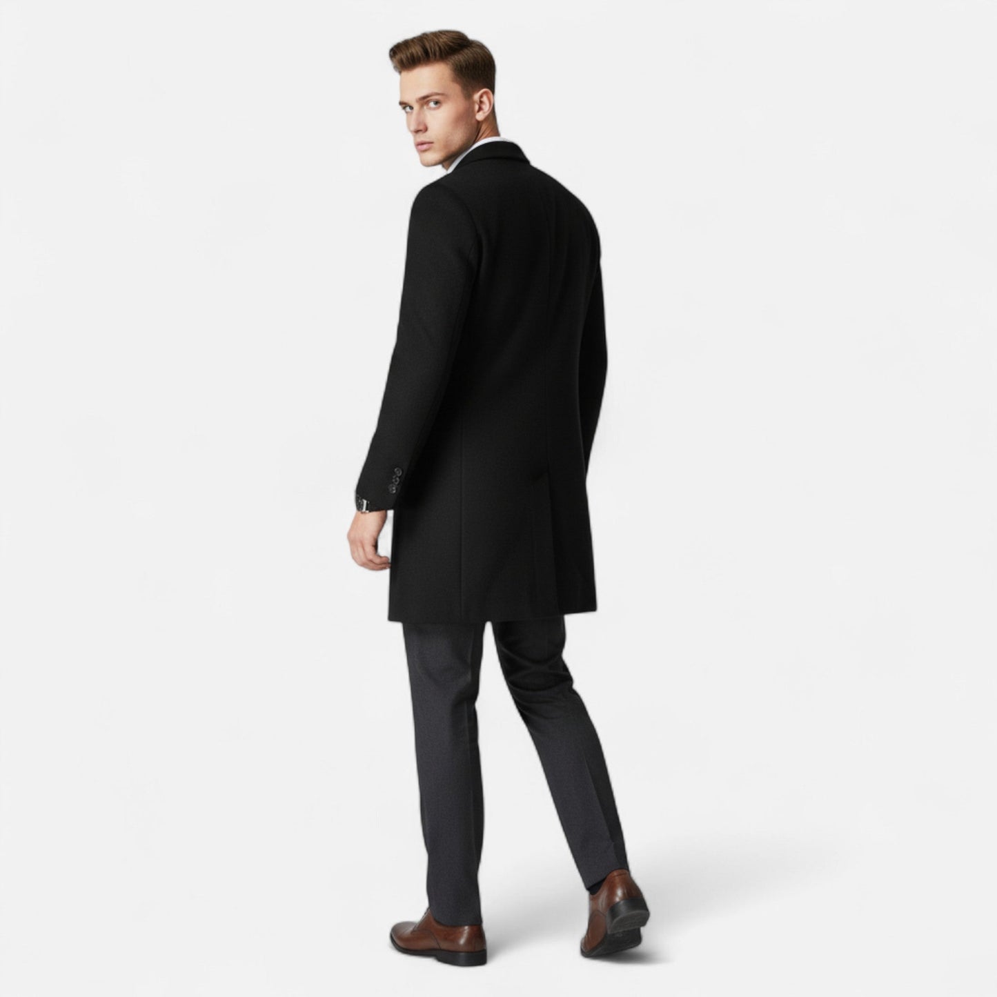 VogeLuxe | Men’s Tailored Single Breasted Overcoat with Quilted Lining
