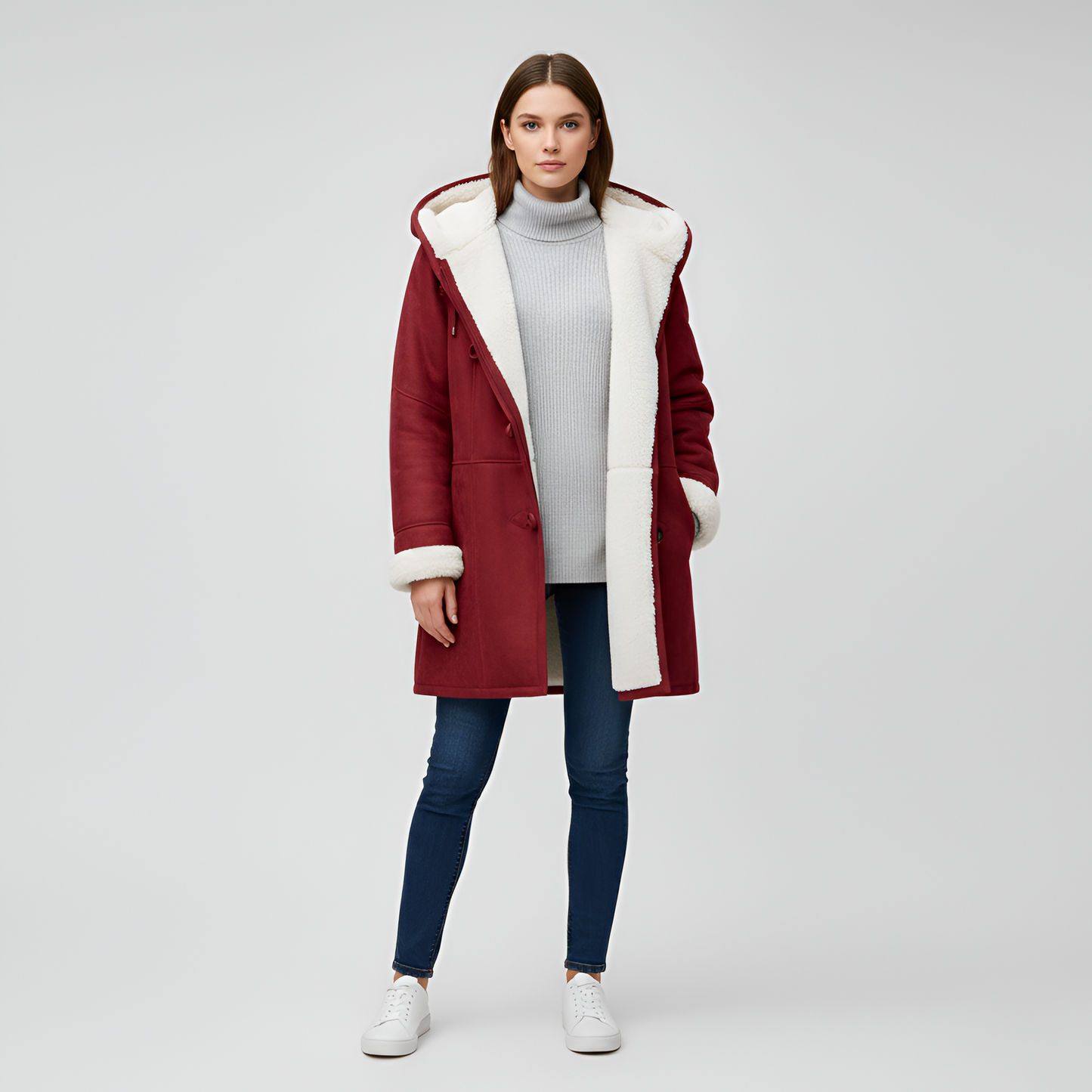 Donna Parka Piumino con Fodera Pelliccia e Cerniera