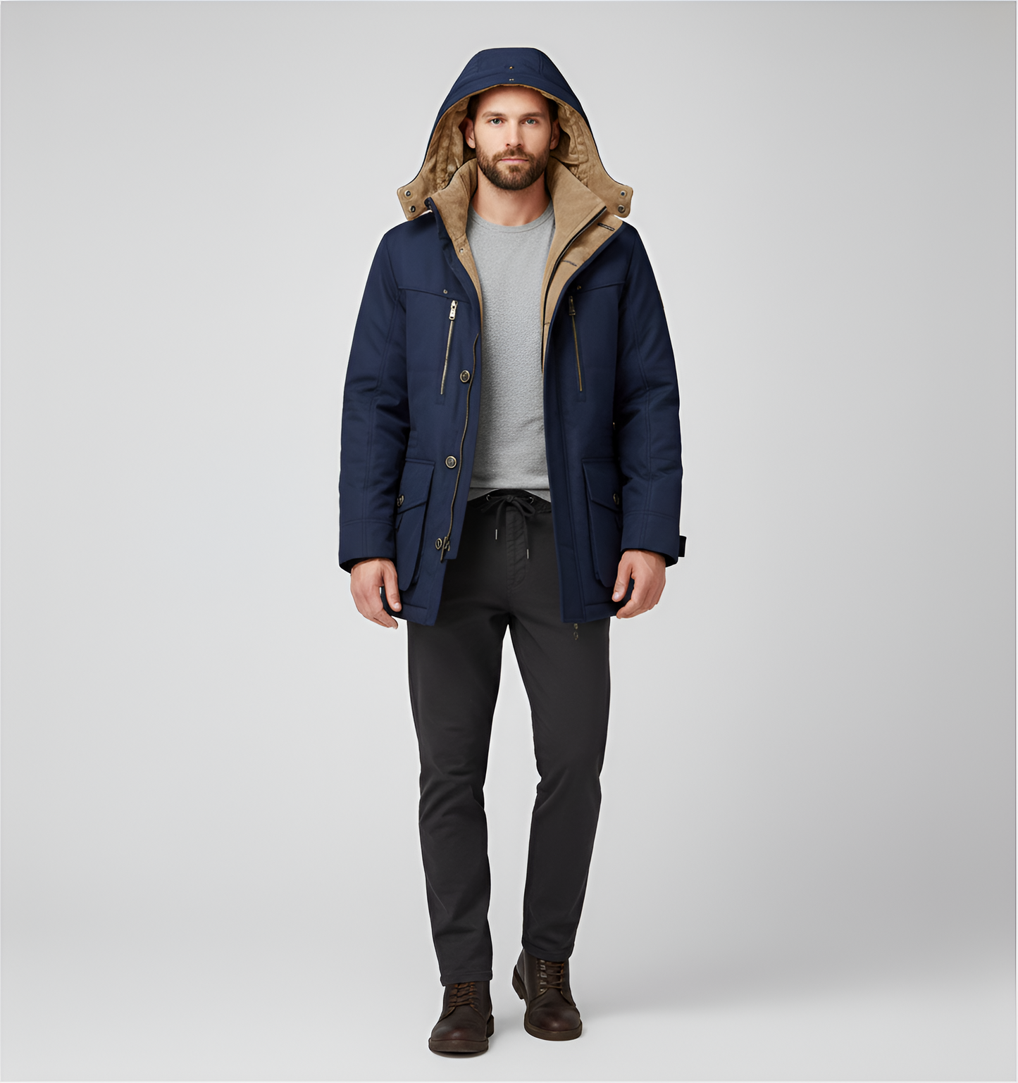 Warm Waterproof Men's Hooded Winter Parka Jacket