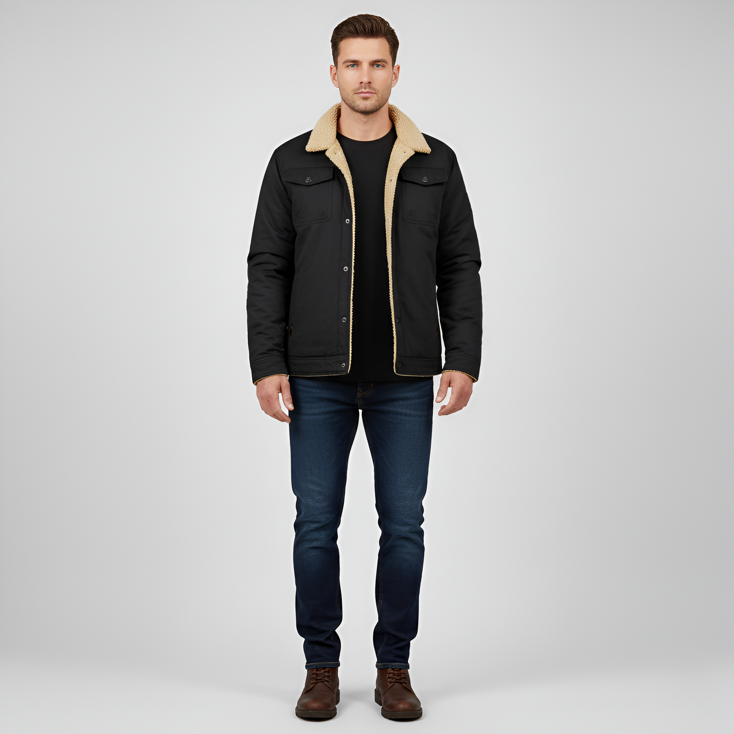 Warm Waterproof Men's Fleece Lined Winter Jacket