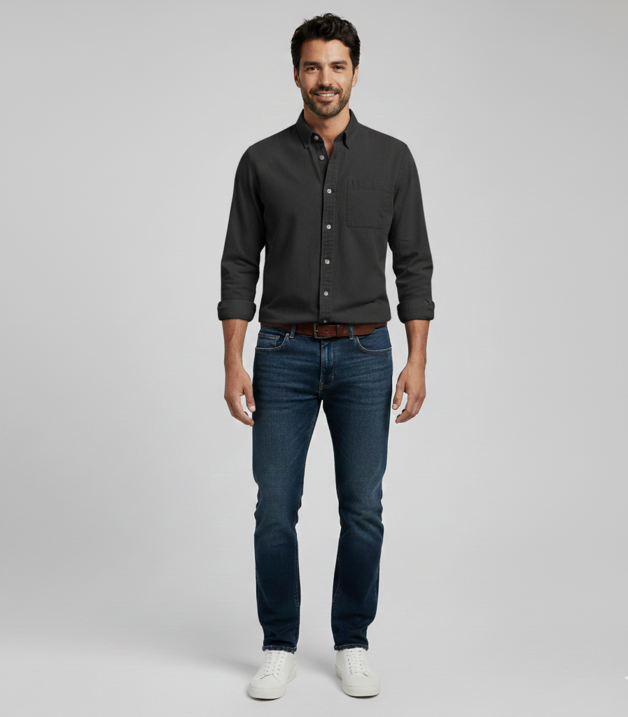 Uomo Cotton Casual Long Sleeve Shirt - VogeLuxe