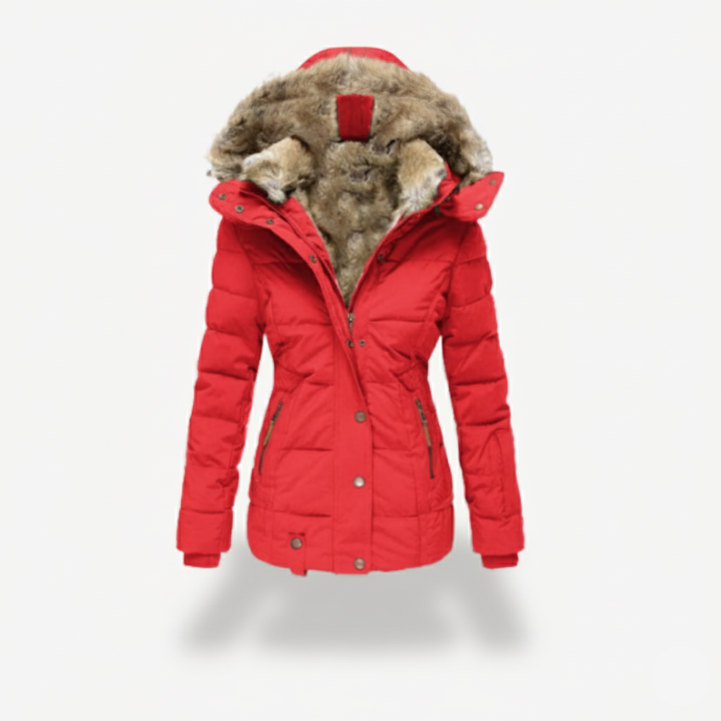VogeLuxe | Women’s Fur Collar Hooded Winter Coat