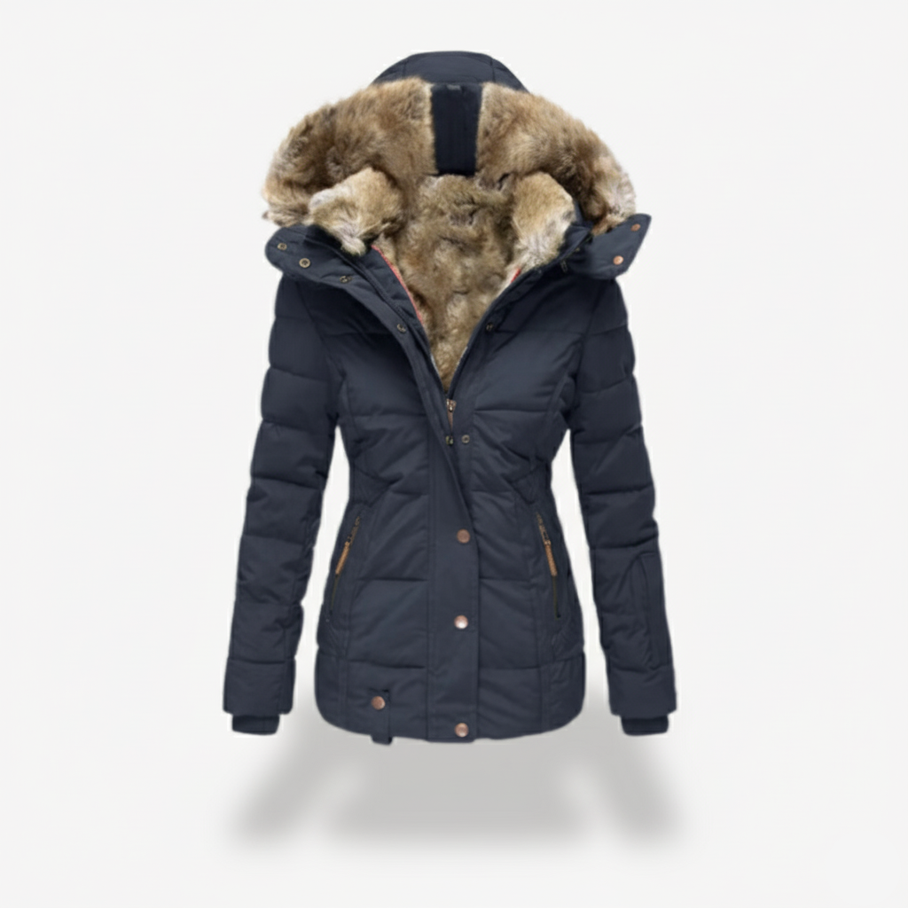 VogeLuxe | Women’s Fur Collar Hooded Winter Coat