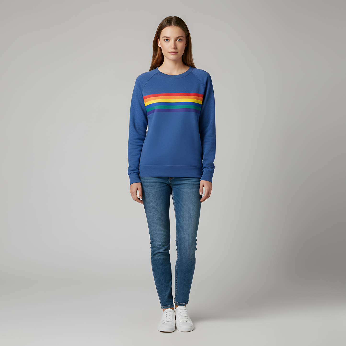 Donna Cotton Crew Neck Stripe Sweater