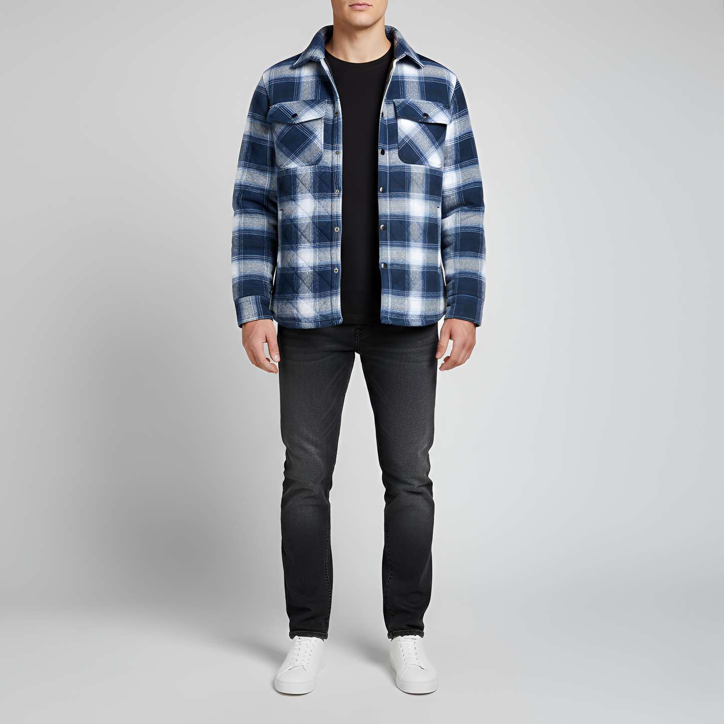 Warm Padded Cotton Men's Jacket with Quilted Lining