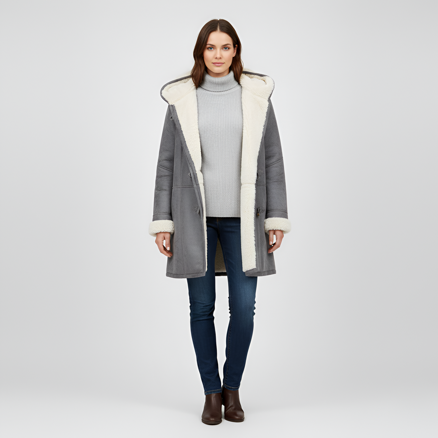 Donna Parka Piumino con Fodera Pelliccia e Cerniera