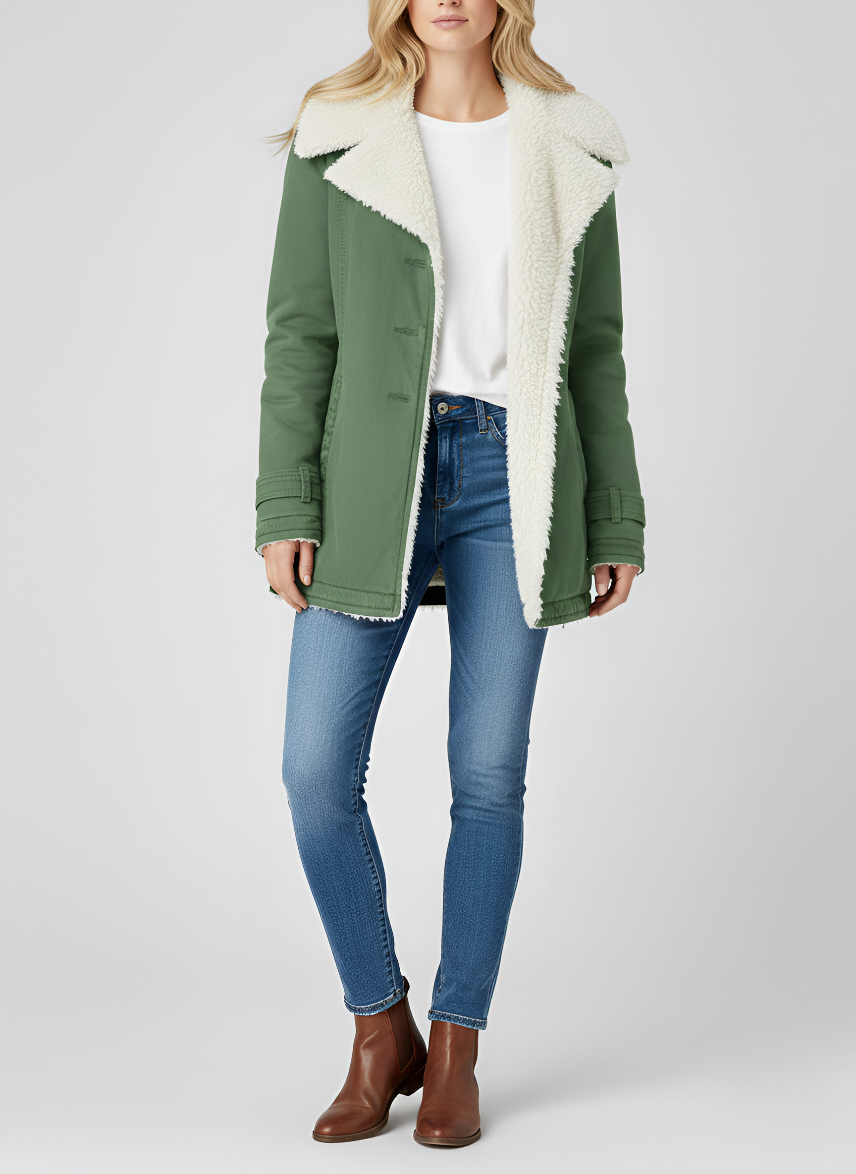 Elegante donna montone giacca in pelle con fodera sintetica morbida - VogeLuxe