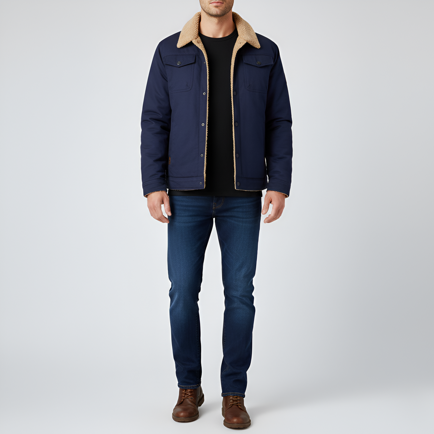 Warm Waterproof Men's Fleece Lined Winter Jacket