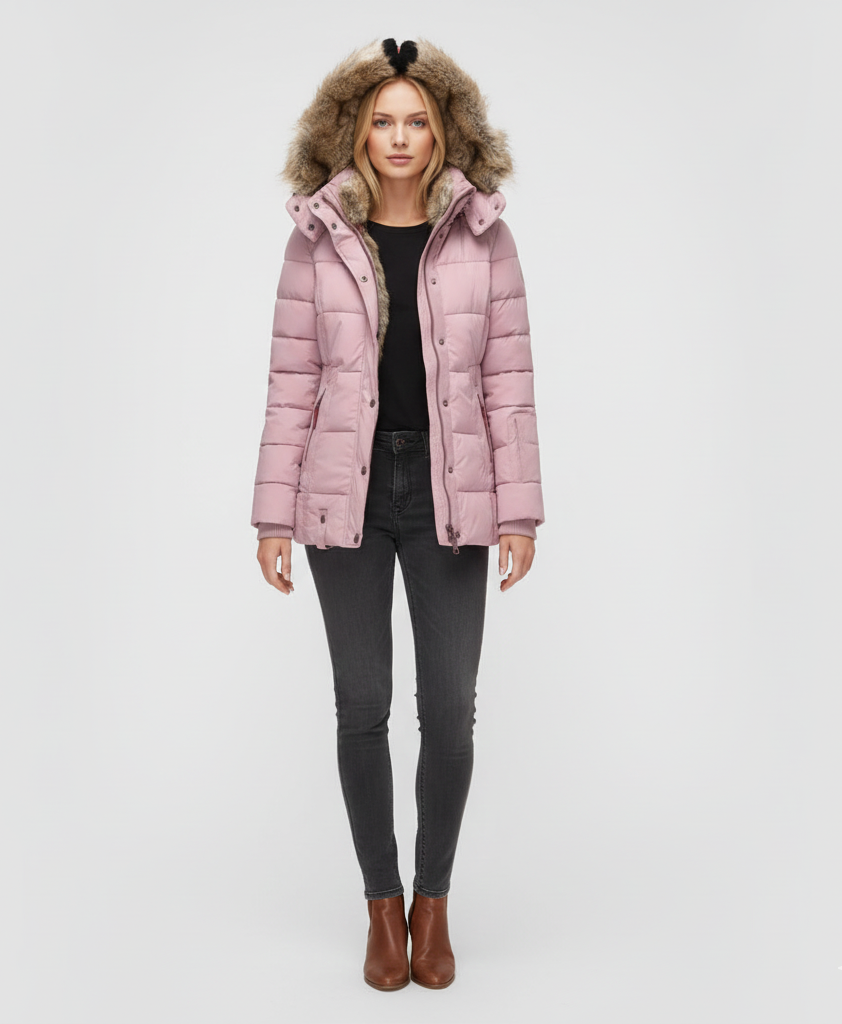 Donna Parka Invernale Imbottita con Cappuccio