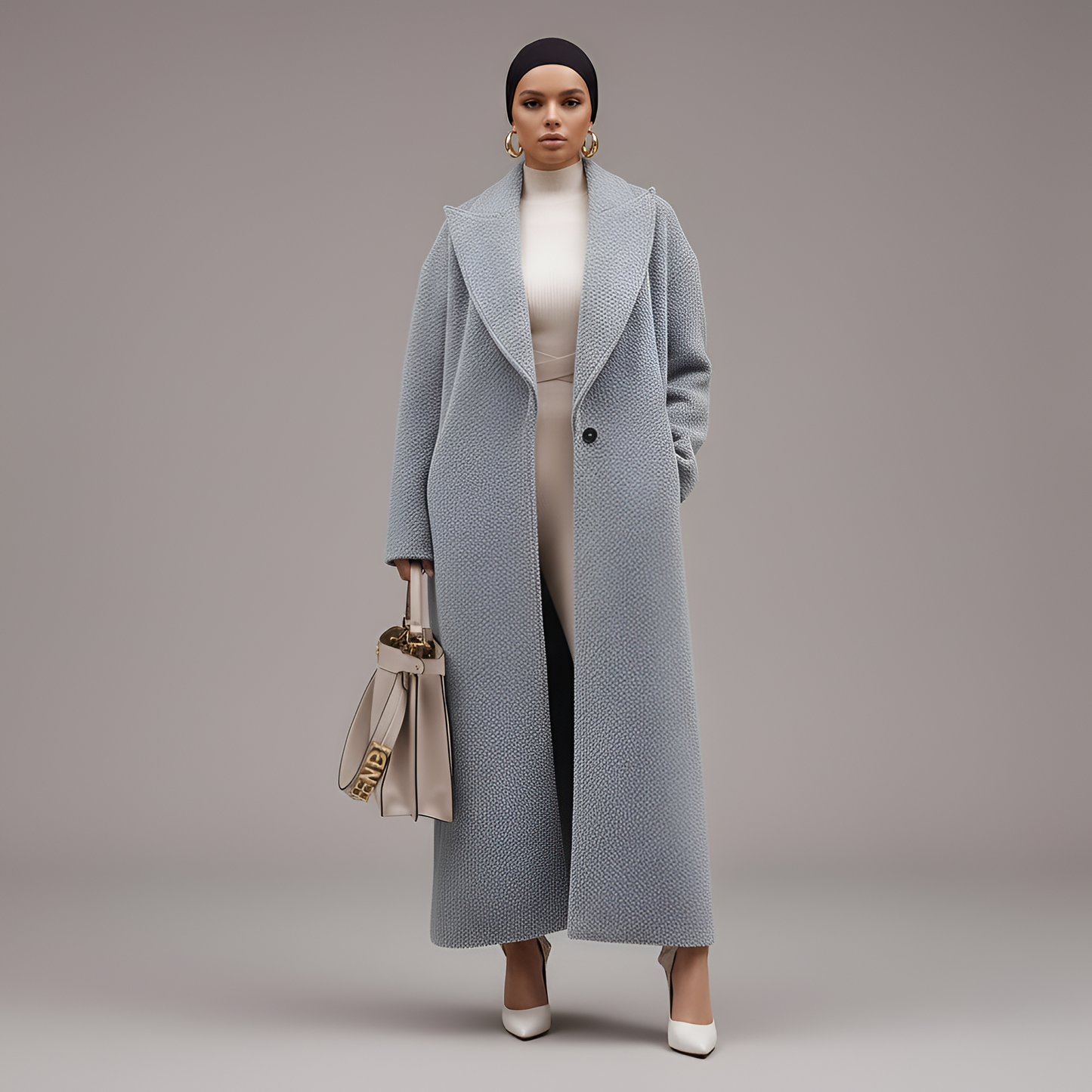 Women's Long Wool Blend Coat Elegant Design