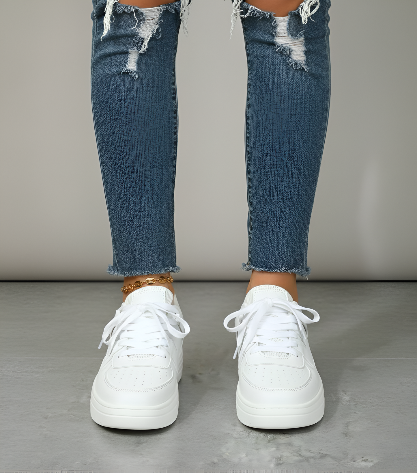 Comfortable Women's Synthetic Leather Breathable Sneakers