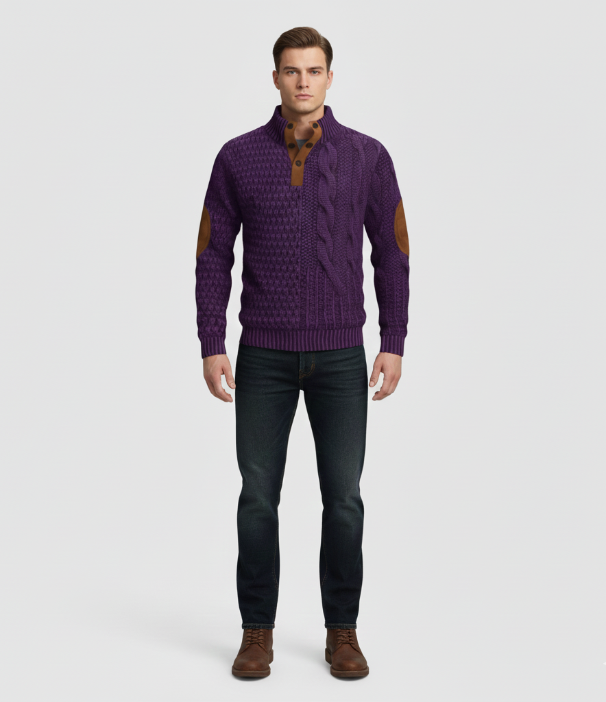 VogeLuxe Uomo Maglione Lana Collo Alto - VogeLuxe