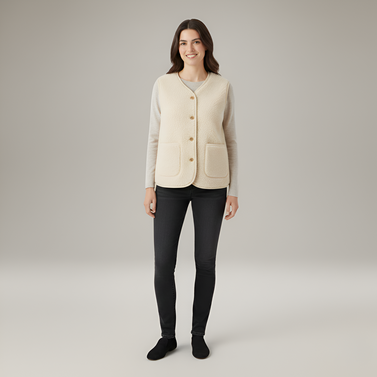 Soft Women's Padded Gilet with Buttons