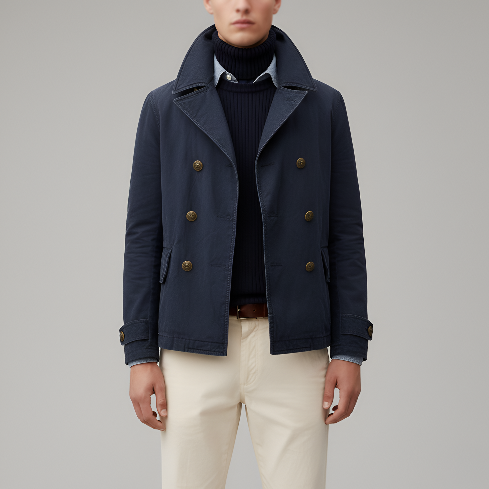 Stylish Men's Double Breasted Short Winter Coat - VogeLuxe