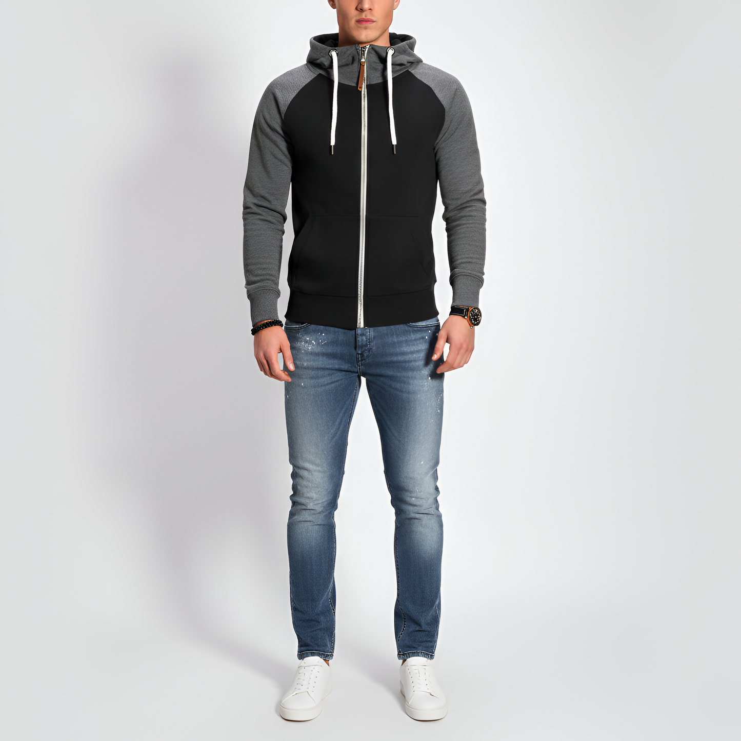 Uomo Cotton Hoodie Zip Jacket