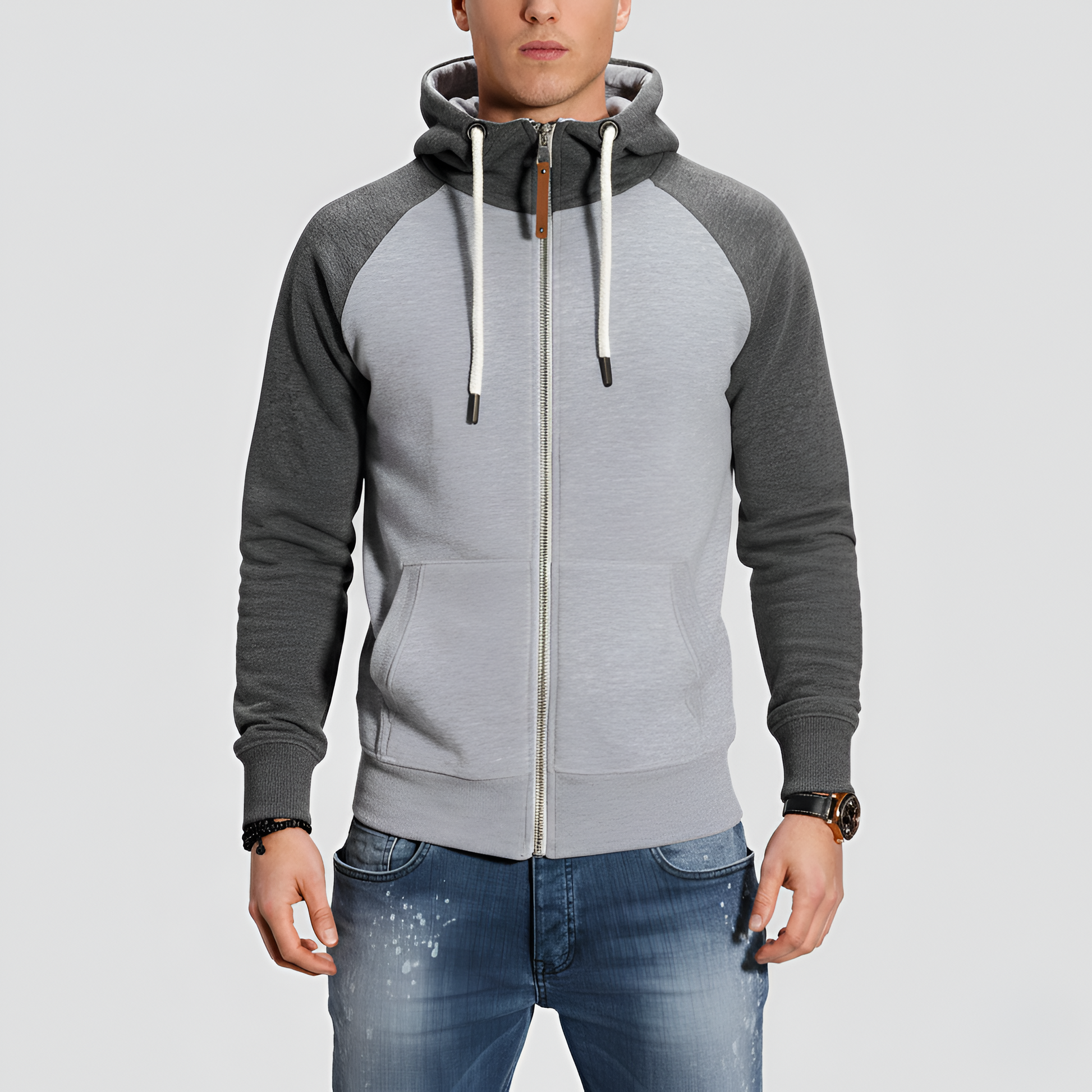 Uomo Cotton Hoodie Zip Jacket - VogeLuxe