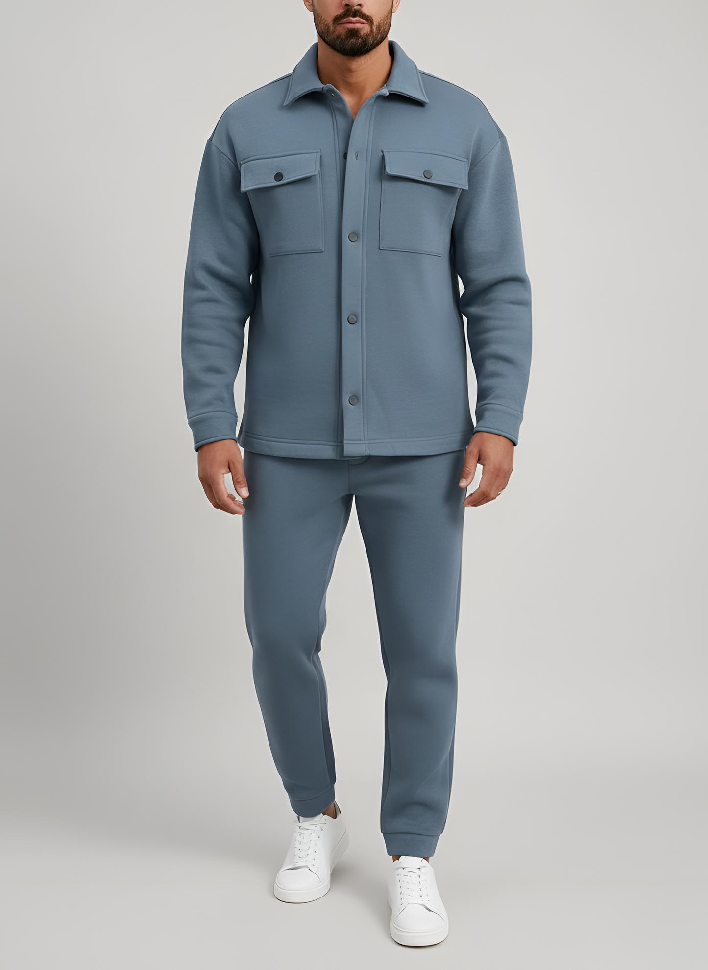Classic Men's Cotton Suit Jacket and Trousers Set
