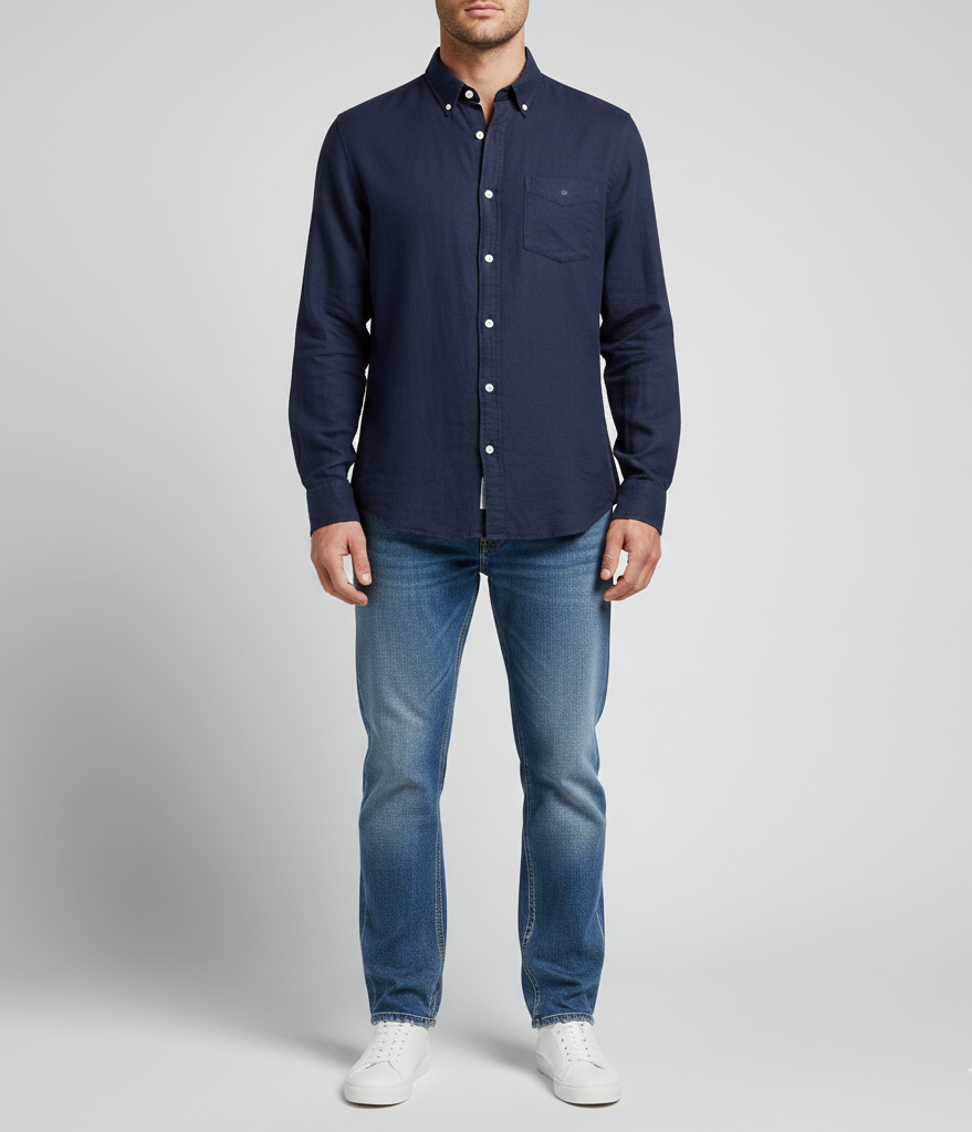 Uomo Cotton Casual Long Sleeve Shirt