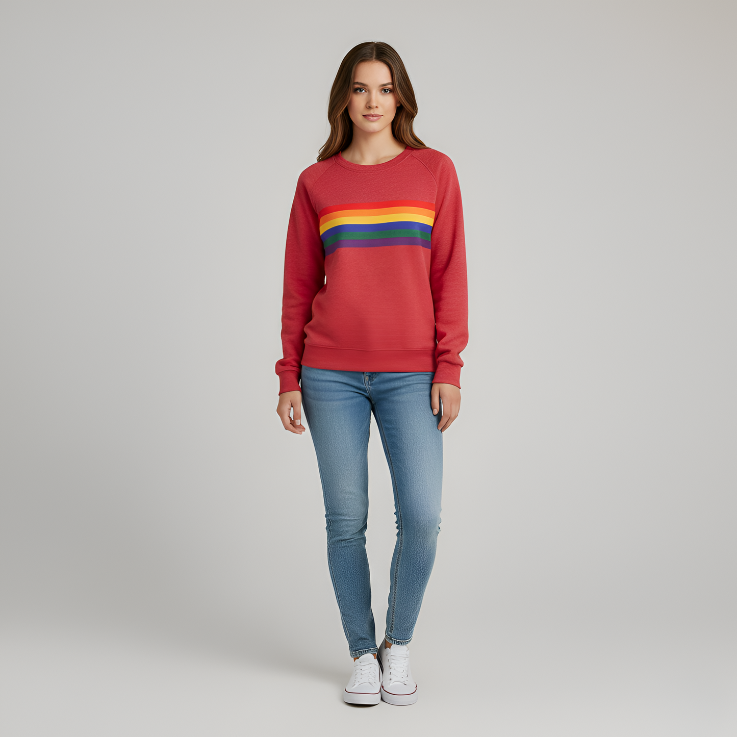 Donna Cotton Crew Neck Stripe Sweater