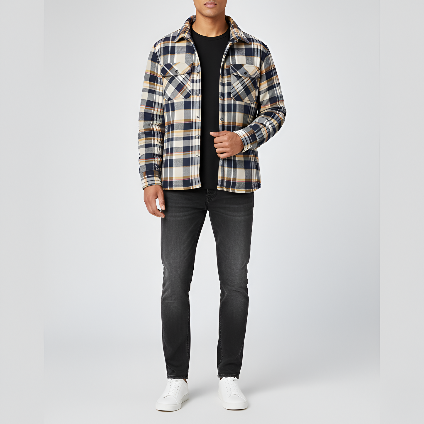 Warm Padded Cotton Men's Jacket with Quilted Lining