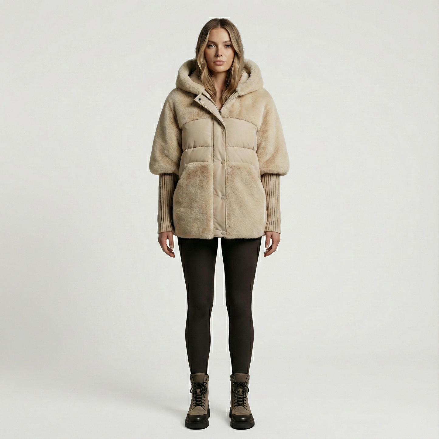 Donna Parka Imbottita con Fodera Ecologica e Cappuccio - VogeLuxe