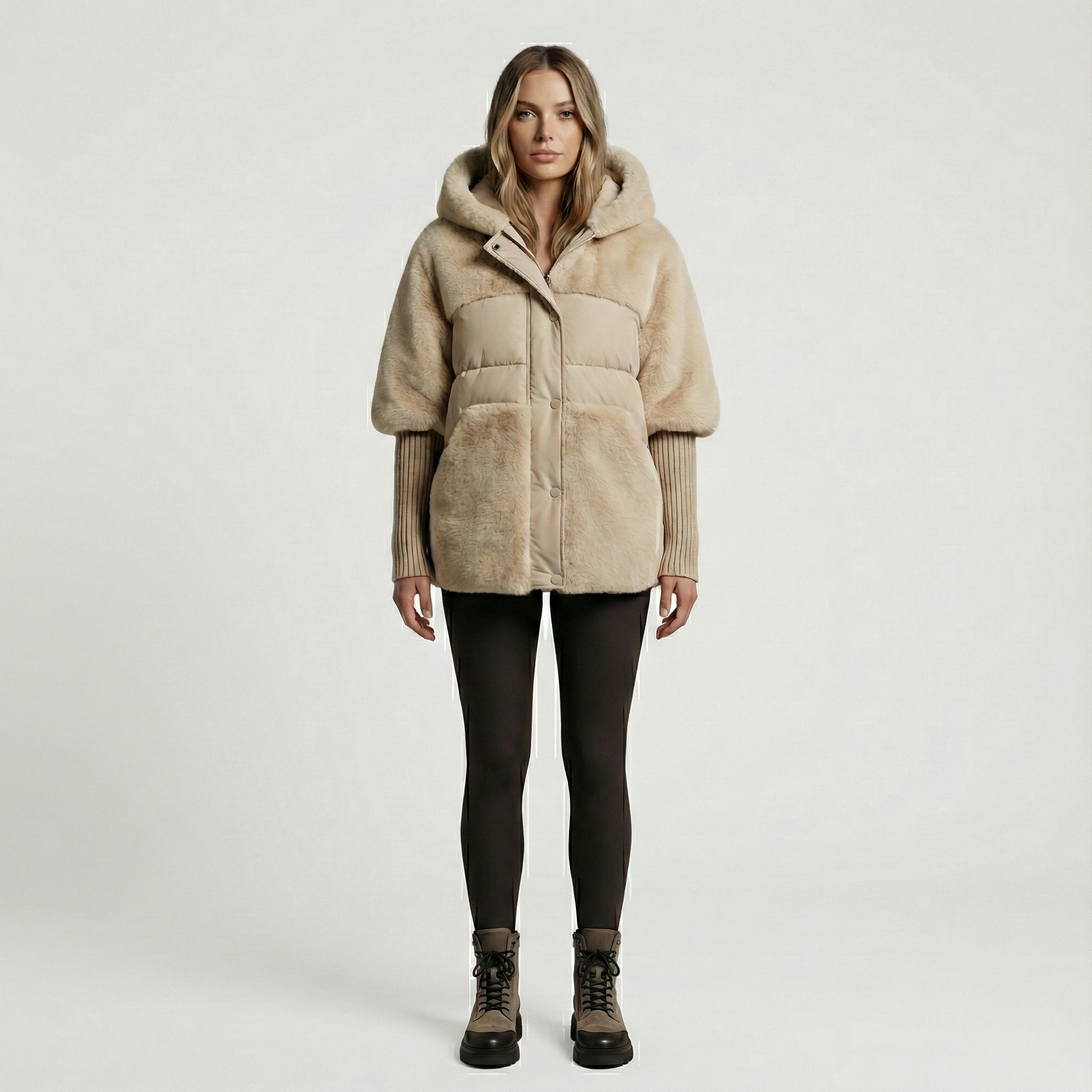 Donna Parka Imbottita con Fodera Ecologica e Cappuccio - VogeLuxe