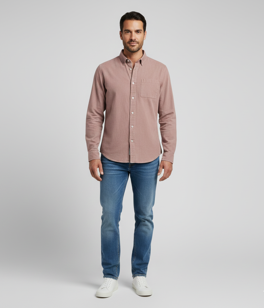 Uomo Cotton Casual Long Sleeve Shirt