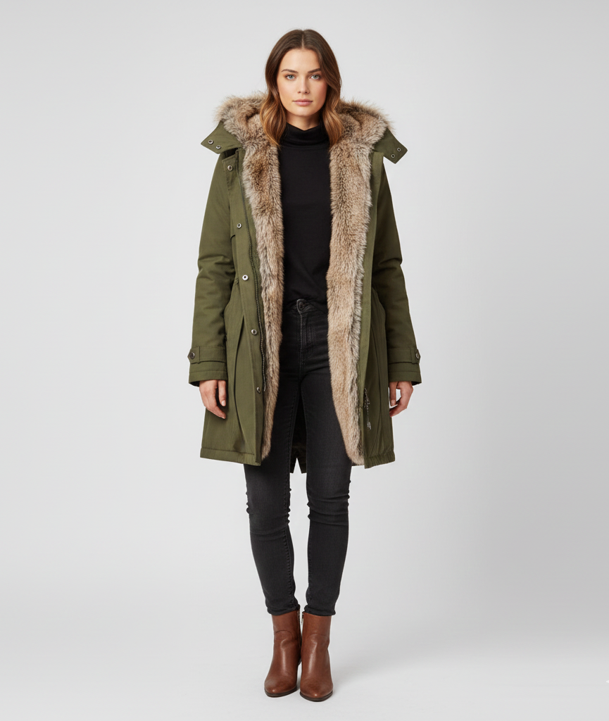 Warm Women's Parka with Faux Fur Coat - VogeLuxe