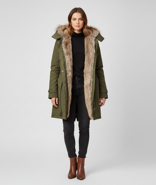 Warm Women's Parka with Faux Fur Coat - VogeLuxe