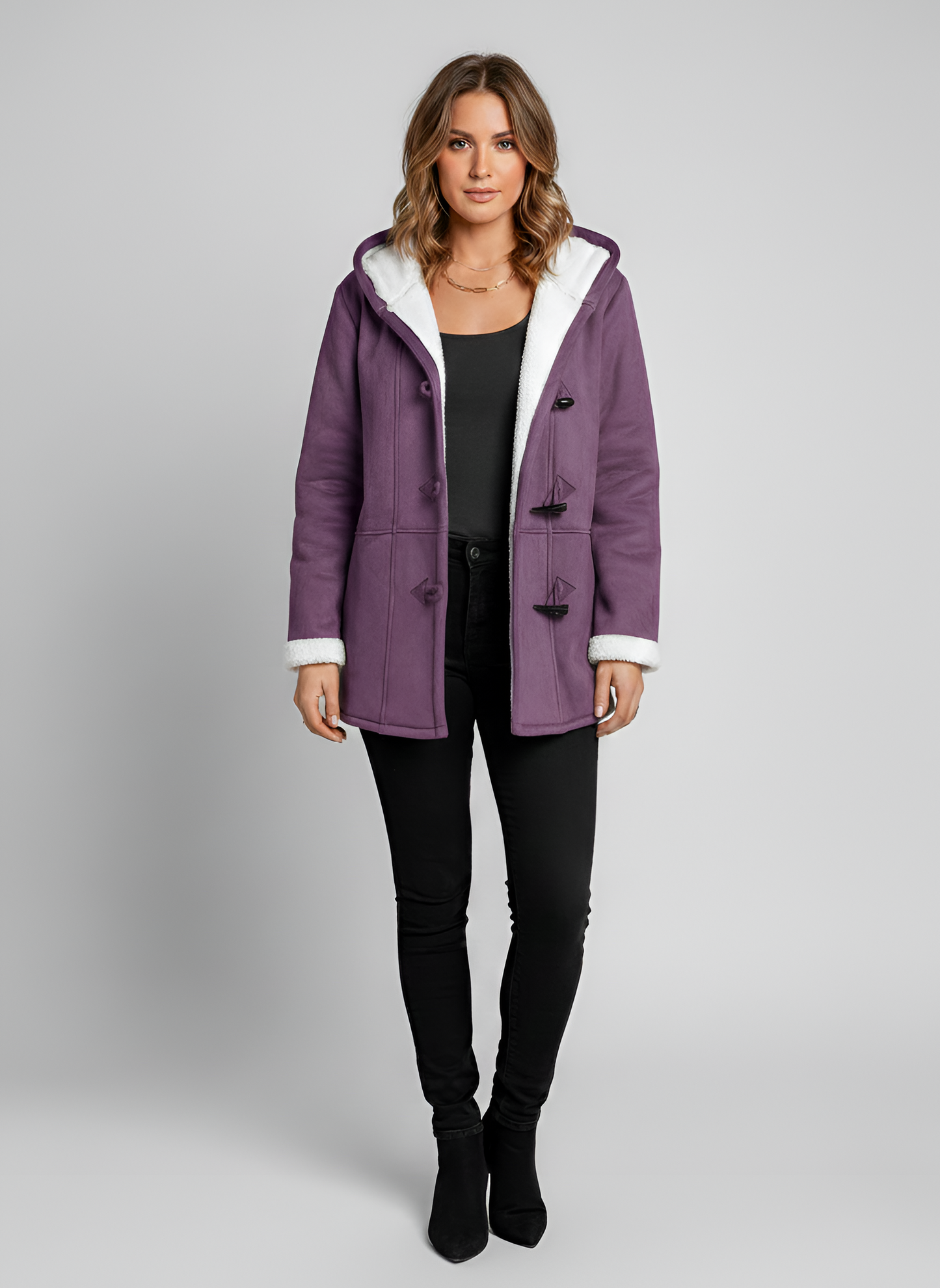Luxe Women's Parka Coat with Hood in Faux Shearling Lining